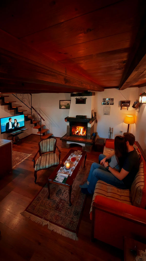 Film i muzika na Fruškoj gori romantično brvnara kamin romantični klasici i vino